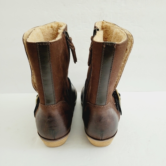 New Softwalk Rayne Brown Soft  Leather Pull On Mid Buckle Bootie, Size 7 - Picture 4 of 7